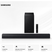 Samsung 300W Akustik Güçlü Ses Özelliğine Sahip Soundbar & Ev Sinema Sistemi , 2.1 Kanal Çevresel Ses, Dts Desteği, Hızlı Bağlantı ve Modern