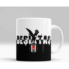 Kadorex Design Siyah Beyaz Kartal Detayli Beşiktaş Kupa - Hediyelik Yüksek Kalite Kupa Bardak