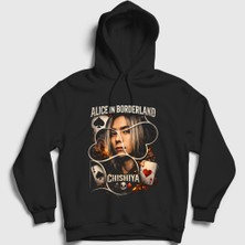 Presmono Unisex Siyah Shuntaro Chishiya Alice In Borderland Kapüşonlu Sweatshirt
