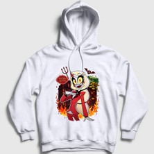 Presmono Unisex Beyaz Charlie Morningstar Hazbin Hotel Kapüşonlu Sweatshirt