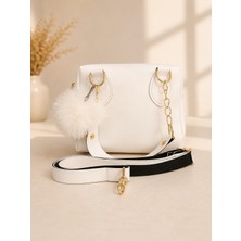 Zeydila Pearl Charm Beyaz Kadın El ve Omuz Çantası