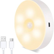 Uravas Store Hareket Sensörlü USB Şarjlı Spot Lamba Mıknatıslı ve Yapışkanlı Gün Işığı Renk LED