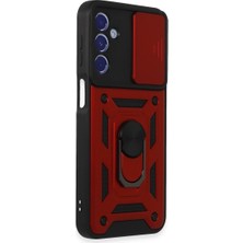 Drop Tedarik Samsung Galaxy M34 5g Kılıf Pars Lens Yüzüklü Silikon - Kırmızı