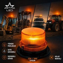 Astra Led Traktör Iş Makinesi Forklift Dönerli Tepe Lambası 12 - 24 V Büyük Boy 2 Modlu