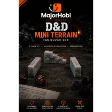 Major Hobi D&d Mini Terrain Taş Duvar Seti  3 Parça Rpg Masa Oyunu Modüler Dekor