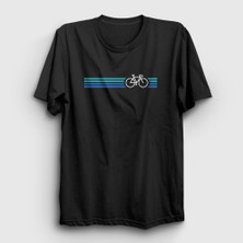 Presmono Unisex Siyah Stripes Bike Hediye Bisiklet T-Shirt