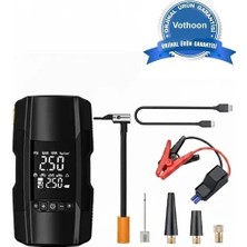 Drop Tedarik Şarjlı 10.000 Mah Akıllı Dijital Lastik Şişirme Pompası | 150 Psı | 12V Akü Şarj Takviyeli