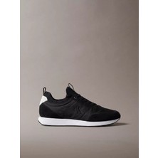 Calvin Klein Erkek Düz Rahat Taban Bağlamalı Ck Yazı Desenli Deri Siyah2 Sneaker YM0YM01414-0GM