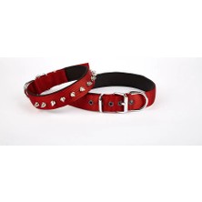 Uravas Store Çivi Desenli Köpek Tasması 2,5*60 cm Kırmızı