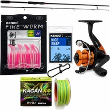 Ayaz Fishing Lineaeffe Polar 1000 LRF Balıkçılık Seti | AYAZ Sedef 213 cm 3-15 gr + Kağan X4 Multicolor İp + Kendo Fire Worm + Kendo Nice Snap