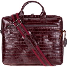 BloominBag Burgundy Croco Hakiki Deri 15-16 Inç Macbook/laptop Çantası