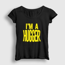 Presmono Kadın Siyah I'm A Hugger Wwe Güreş Bayley T-Shirt