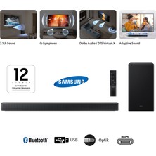 Samsung Yapay Zeka Teknolojisi Q-Symphony 3.1 Kanal, 370W Yüksek Güç Net Ses , Bass Boost, Surround Sound Expansion, Game, Adaptive Sound, Dts Virtual:x, Standard Soundbar & Ev Sinema Sistemi