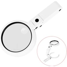 Drop Tedarik USB Şarj Edilebilir Katlanabilir 3.510X Büyüteç 8 Ledli Masa ve Eliçin  Taşınabilir Büyüteç FS90RC