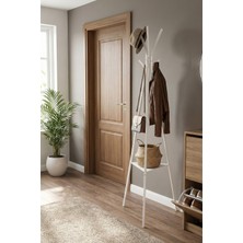 RetoDesign Beyaz Raflı Ayaklı Askı 3 Ayaklı Antre Askı, Metal Ayaklı Askı 7600