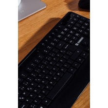 Everest KM-9676 Siyah Multimedya Tablet-Telefon Standlı Klavye + Mouse Set