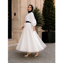 El Moda Kadın Puantiyeli Tül Mevlana Etek