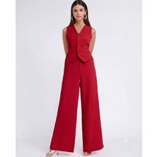 Nake Butik Kruvaze Yelek ve Palazzo Pantolon Ikili Takım