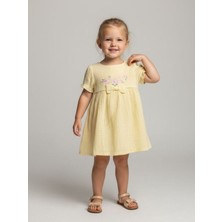 Zekids Kız Bebek Müslin Kumaş Çiçek Nakışlı Elbise
