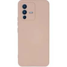 Newface Vivo V23 5g Kılıf Velura Kapak – Nano Silikon & Kadife Iç Yüzey - Pudra