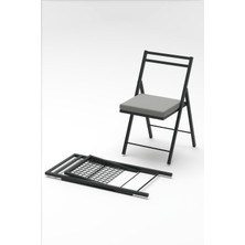 RetoDesign 1 Adet Katlanır Metal Sandalye Minderli Bistro Sandalye 2024S