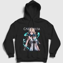 Presmono Unisex Siyah Cartethyia V2 Wuthering Waves Kapüşonlu Sweatshirt