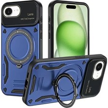 Uravas Store Iphone 16E Kılıf Joy Lens Standlı Kapak - Lacivert