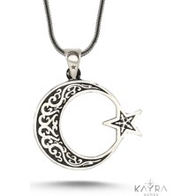 Kayra Mücevher 925 Ayar Gümüş  Ay Yıldız Kolye