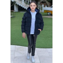 Pina Kids Kız Çocuk Kapüşonlu Cepli Su Geçirmez Nova Kumaş Kışlık Mont KM4011