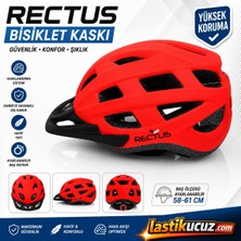 Rectus Bisiklet Kaskı Y-48 (Kırmızı Yetişkin Vizörlü LED Işıklı Beden 58/61)
