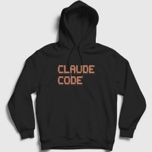 Presmono Unisex Siyah Logo Claude Code Kapüşonlu Sweatshirt