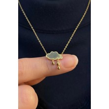 Morbella Kadın 316L Paslanmaz Çelik Gold Sedefli Bulut ve Damla Kolye Kararmaz