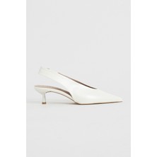 Nişantaşı Shoes Lunix Sedef Mat Sivri Burun Slingback Ince Topuklu Kadın Ayakkabı