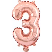 Parti Dükkanı 34 Inç 3 Rakam Rose Gold Folyo Balon 76 cm Helyum Uyumlu Büyük Boy Doğum Günü Parti Balonu