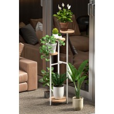 RetoDesign 4 Yuvarlak Raflı  Beyaz Çiçeklik Saksılık  1481