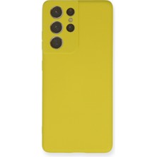 Galaxy S21 Ultra Kılıf Nano Içi Kadife Silikon - Sarı