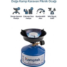 Kamptek Kamp Teknolojisi Doğa Kamp Ocağı Set Kolay Taşınabilir Denge Aparatlı Çakmak Gazı Hediyeli