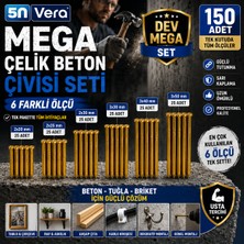 5n Vera Mega Çelik Beton Çivisi Seti 150 Adet | 6 Farklı Ölçü | 2X20 Mm, 2X25 Mm, 2X30 Mm, 3X30 Mm, 3X40 Mm, 3X50 mm | Beton, Tuğla ve Briket Için