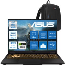 Asus Tuf Gaming F16 FX608JMI Intel® Core™ I7 14650HX 96GB Ddr5 4tb SSD +4tb SSD 8GB/RTX5060 115W 16-Inch Fhd+ 1920 x 1200, 144Hz IPS-SRGB:100% Freedos Gaming Laptop WTU403F48+ZETTAÇANTA