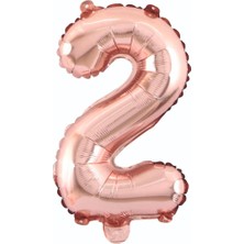 Parti Dükkanı 34 Inç 2 Rakam Rose Gold Folyo Balon 76 cm Helyum Uyumlu Büyük Boy Doğum Günü Parti Balonu