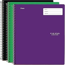 Uravas Store Five Star Interaktif Not Alma Spiral Defterler, 3 Paket, 1 Konu, Kolej Çizgili Kağıt, 11" x 8-
