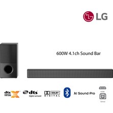 Lg Yüksek ve Net Ses Kalitesi Kablosuz 4.1 Kanal Siyah Soundbar, 600 W Güçlü Ses, Bluetooth +Hdmı + Optik Bağlantı