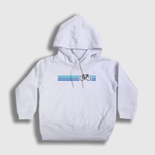 Presmono Unisex Çocuk Beyaz Stripes Bike Hediye Bisiklet Kapüşonlu Sweatshirt