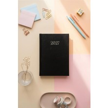 Lizy 2027 Günlük Planlayıcı Ajanda  14X20 cm  Ciltbezi Sert Kapak Siyah