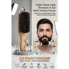 Transformacion Doğal Ahşap Saplı Premium At Kılı Sakal Tarama Fırçası - Erkek Bakım ve Şekillendirme Tarağı, Sakal Altı Peeling ve Masaj Etkili Profesyonel Berber Tipi Sakal Fırçası 721410
