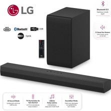 Lg 300W Soundbar & Ev Sienama Sistemi 2.1 Kanal Çevresel Ses, Dolby Audio 2.1 Kanallı Mükemmel Ses Bluetooth 5.3+Hdmı Arc+Optik +Usb Bağlantı
