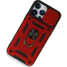 iPhone 15 Pro Kılıf Pars Lens Yüzüklü Silikon - Kırmızı