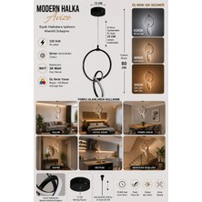 Dmr Ahenk Halka Sarkıt LED Avize Siyah Kasa Üç Renk 6500K/4000K/3000K (Beyaz /ılık Beyaz/sarı (Günışığı)