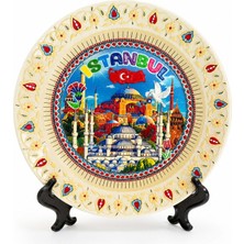Hediye Sandalı Istanbul'un Simgeleri Ayaklı Dekoratif Tabak (18 Cm)