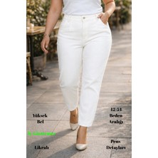 Cedy Denim Mom Fit Jean Büyük Beden Yüksek Bel Carrot Kesim Dar Paça Pileli Esnek Kot Pantolon C600